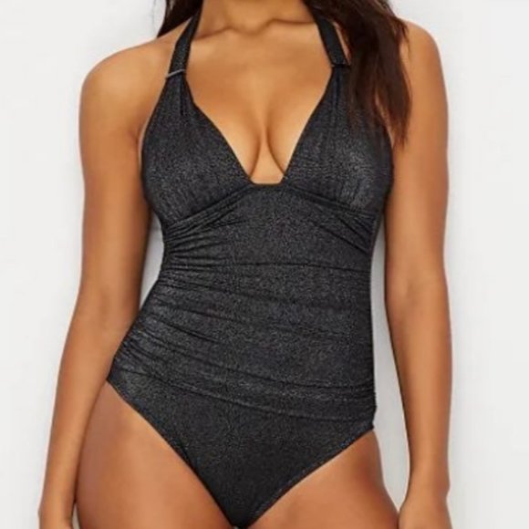 New with tags! Stunning Kenneth Cole Metallic one piece tummy toner swimsuit, Sz M! Retails $125+