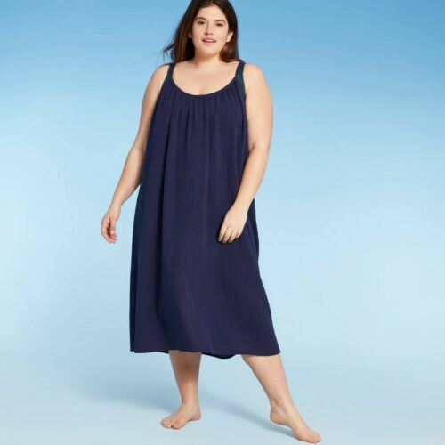 New Women's Women's Midi Cover Up Dress! Roomy, perfect for summer! Navy, PLUS 1X/2X