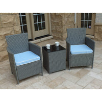 Amazing Lafayette 3 Piece Rattan Conversation Seating Group with Cushions!  Weather Resistant powder coated inner frame for durability!