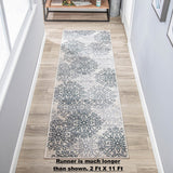 New Superior Elegant Leigh Collection Area Rug, 8mm Pile Height with Jute Backing, Chic Contemporary Floral Medallion Pattern, Anti-Static, Water-Repellent Rugs - Beige, 2' x 11'