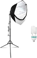 New LimoStudio [1 Pack] 500W Equivalent, 26 inch Octagonal Softbox Lighting Kit, 105W CFL Bulb, Light Stand Tripod, Diffuser Cover for Studio Photoshooting