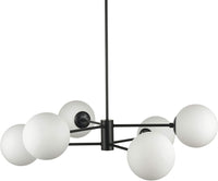 Caserti Mid Century Modern 6 Light Chandelier | Black Pendant Lighting LL-CH319-5BLK! Retails $509+
