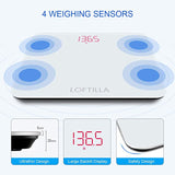 New in box! Loftilla Bathroom Smart Scale for Body Weight BMI Scale in White! 400 Lb Weight Capacity!