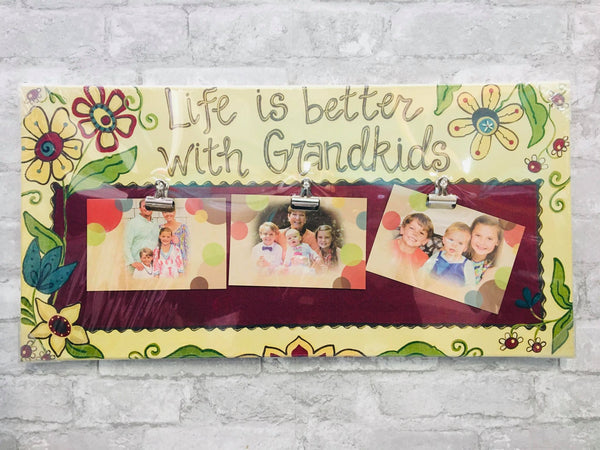 LIFE IS BETTER WITH GRANDKIDS CLIP CANVAS PICTURE FRAME - 12 X 24 INCHES! Retail $39.99