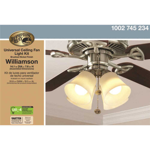 New Hampton Bay Williamson LED Universal Ceiling Fan Light Kit Brushed