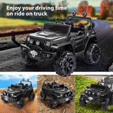 New Fully Assembled METAKOO 12V 10Ah Ride On Kids Electric Truck with Remote Control, Double Open Doors, Safety Belt & Spring Suspension, LED Lights, USB/ Bluetooth Player and Horn Button! 2WD/4WD!!  BLACK! Retails $459+
