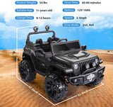 New Fully Assembled METAKOO 12V 10Ah Ride On Kids Electric Truck with Remote Control, Double Open Doors, Safety Belt & Spring Suspension, LED Lights, USB/ Bluetooth Player and Horn Button! 2WD/4WD!!  BLACK! Retails $459+