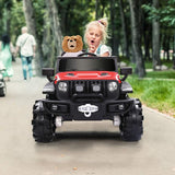 New Fully Assembled METAKOO 12V 10Ah Ride On Kids Electric Truck with Remote Control, Double Open Doors, Safety Belt & Spring Suspension, LED Lights, USB/ Bluetooth Player and Horn Button! 2WD/4WD!! RED!  Retails $459+