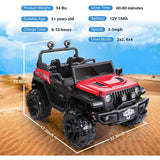 New Fully Assembled METAKOO 12V 10Ah Ride On Kids Electric Truck with Remote Control, Double Open Doors, Safety Belt & Spring Suspension, LED Lights, USB/ Bluetooth Player and Horn Button! 2WD/4WD!! RED!  Retails $459+