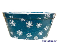 Oval Tray- blue snowflake pattern N6696
