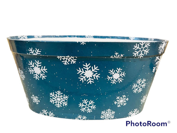 Oval Tray- blue snowflake pattern N6696