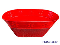 Oval Metal- Red Sparkle Tin- Snowflake Design on rim N6887