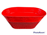 Oval Metal- Red Sparkle Tin- Snowflake Design on rim N6887