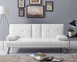 Great Quality Adalisa 66.2" Wide Faux Leather Pillow Top Arm Convertible Sofa with hidden armrest w/2 cup holders! White! Retails $540+