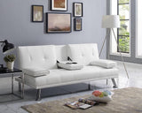 Great Quality Adalisa 66.2" Wide Faux Leather Pillow Top Arm Convertible Sofa with hidden armrest w/2 cup holders! White! Retails $540+
