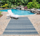 New Tuscany Striped Indoor / Outdoor Area Rug in Denim Blue by Novogratz! Made in Turkey!