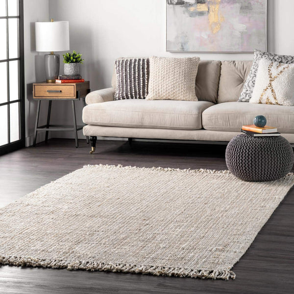 nuLOOM Handwoven Chunky Loop Jute Rug, 4' x 6', Off White! Made in India! Retails $243 W/Tax!
