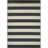 Ohlone Striped Flatweave Onyx/Ivory Indoor / Outdoor Area Rug 5Ft 3 Inch X 7 Ft 6 Inch! Retails $170+