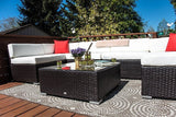 Brand new Great Quality set of 2 Armless Rattan Wicker Chairs W/Cushions & Large Square 5mm thick Tempered Glass Coffee Table! Retails $549+ Fully assembled, This is our last set, 1 already sold on auction