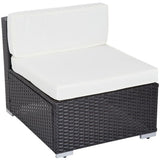 Brand new Great Quality set of 2 Armless Rattan Wicker Chairs W/Cushions & Large Square 5mm thick Tempered Glass Coffee Table! Retails $549+ Fully assembled, This is our last set, 1 already sold on auction