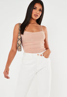 Nordstrom's Item! Women's Elodie Cami Rouched Mesh Bodysuit in Blush Mauve