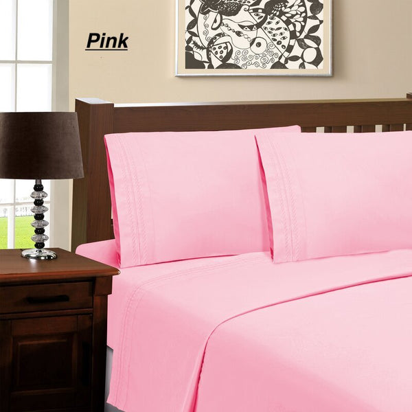 Premier Bamboo Essence 2000 Wrinkle Free, Fade Resistant Deep Pocket Sheet Set! Fits Mattresses Up To 16 Inches! Pink! Size Full/Double