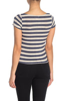 Brand new PST by Project Social T Striped Cap Sleeve T-Shirt, Beige/Blue, Sz M! Retails $40+