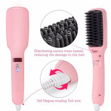 Brand new in package! 2 In 1 LCD PTC Heating + Ionic Electric Fast Hair Straightener Brush Hair Straightener Comb Straightening Brush!