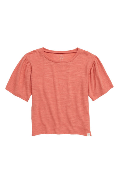Brand new Treasure & Bond (Kids) Girls size X-LARGE (14/16) Puff Sleeve Tee - Colour: Coral Faded