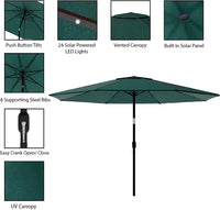 Amazing Solar LED Pure Garden Patio Umbrella – 10 Foot Deck Shade with Solar Powered LED Lights Crank Tilt & Fade Resistant, UV Protection Canopy (Hunter Green) Retails $550+