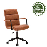 New fully assembled Peugeot Task Chair by Latitude Run in Brown luxurious PU leather upholstery! Retails $330 w/tax!