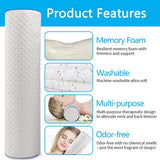 Power Of Nature Cervical Neck Roll Pillow- Cylinder Round Cushion Bolster Support For Sleeping, Memory Foam Bolster Ergonomically Designed Ideal For Head, Neck, Spine, Lumbar Traction- Washable Cover - Includes storage/travel bag