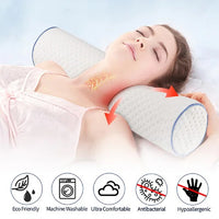 Power Of Nature Cervical Neck Roll Pillow- Cylinder Round Cushion Bolster Support For Sleeping, Memory Foam Bolster Ergonomically Designed Ideal For Head, Neck, Spine, Lumbar Traction- Washable Cover - Includes storage/travel bag