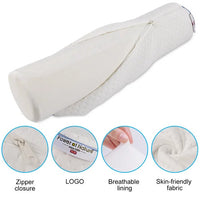 Power Of Nature Cervical Neck Roll Pillow- Cylinder Round Cushion Bolster Support For Sleeping, Memory Foam Bolster Ergonomically Designed Ideal For Head, Neck, Spine, Lumbar Traction- Washable Cover - Includes storage/travel bag