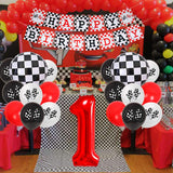 Meuparty Racing Car 1st Birthday Decorations Cars 1st Birthday Party Supplies Happy Birthday Banner Monster Truck Number 1 Foil Balloon Cupcake Toppers