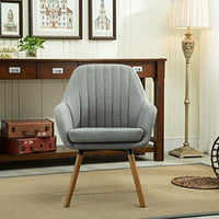 Roundhill Furniture Contemporary Fabric Accent Barrel Back Chair, Grey!