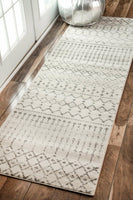 Brand new Moroccan-inspired Lucienne Geometric Grey Area Rug, 2' 8" x 8', Grey/Off-White! Made in Turkey! Retails $185 w/tax!