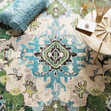 New Safavieh Monaco Collection MNC243F Vintage Oriental Forest Green and Light Blue Distressed Area Rug (5'1" x 7'7") Retails $287 W/Tax!