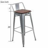 New in box! Wayfair item! Saleh Solid Wood Seat Counter Stools with SILVER Metal Frames (Set of 4), Retails $430 W/tax!