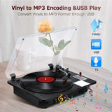 New in box! Seeying Vinyl Record Player Turntable with Bluetooth Input Output,LP Player with Speakers USB Vinyl to MP3 Encoding, Black, Retails $315+