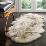 Brand new Luxurious Handmade Dax Authentic Sheepskin & Arctic Fox Fur Ivory/Grey Area Rug Runner 2 Ft X 6 Ft! Retails $587+
