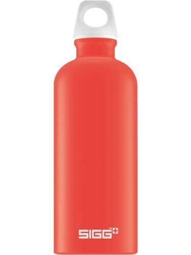 New Sigg Traveller 600ml Brushed Aluminium Water Bottle, Switzerland made! Leak Proof, Screw top lid! FIRE-RED/ORANGE! RETAILS $26+