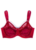 New Smart & Sexy Curvy Lace & Mesh Unlined Underwire Bra, Red, Sz 34DDD, also fits 36DD!