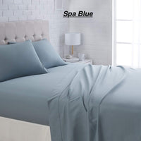 Brand new in package! Bamboo Essence 2800 wrinkle free deep pocket Ultra Soft 6 Piece sheet set in Queen, Spa Blue! Fits Mattresses up to 18" Deep