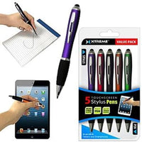 Brand New in package! Extreme 5pk stylus pens Touchscreen Stylus and Fine Tip Ballpoint Pens! Use as regular pen & touchscreen pen!