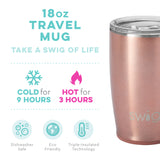 New Swig Life 18oz Travel Mug - Featured in our Solid Rose Gold Shimmer Print