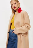 New Nordstrom TOPSHOP Lily Notch-lapel Woven Coat - Camel - Sz 2US!