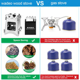 New WADEO Camping Wood Stoves, Portable Foldable Stainless Steel Camping Backpacking Stove Solidified Alcohol Stove with Grill Gate and Storage Bag For Outdoor Hiking Picnic BBQ and Cooking