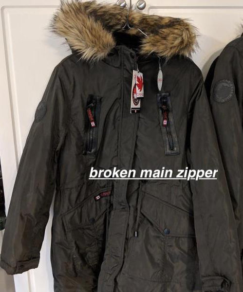 (BROKEN MAIN ZIPPER) Brand new no tags! Canada Weather Gear Women's Insulated Parka, Olive, Sz L! Retails $230+