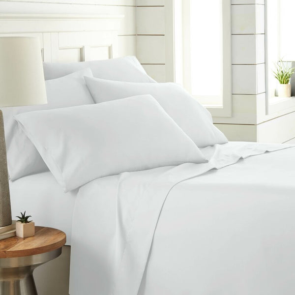 Brand new in package! Bamboo Essence 2800 wrinkle free deep pocket 6 Piece sheet set in KING, WHITE! Fits Mattresses up to 18" Deep